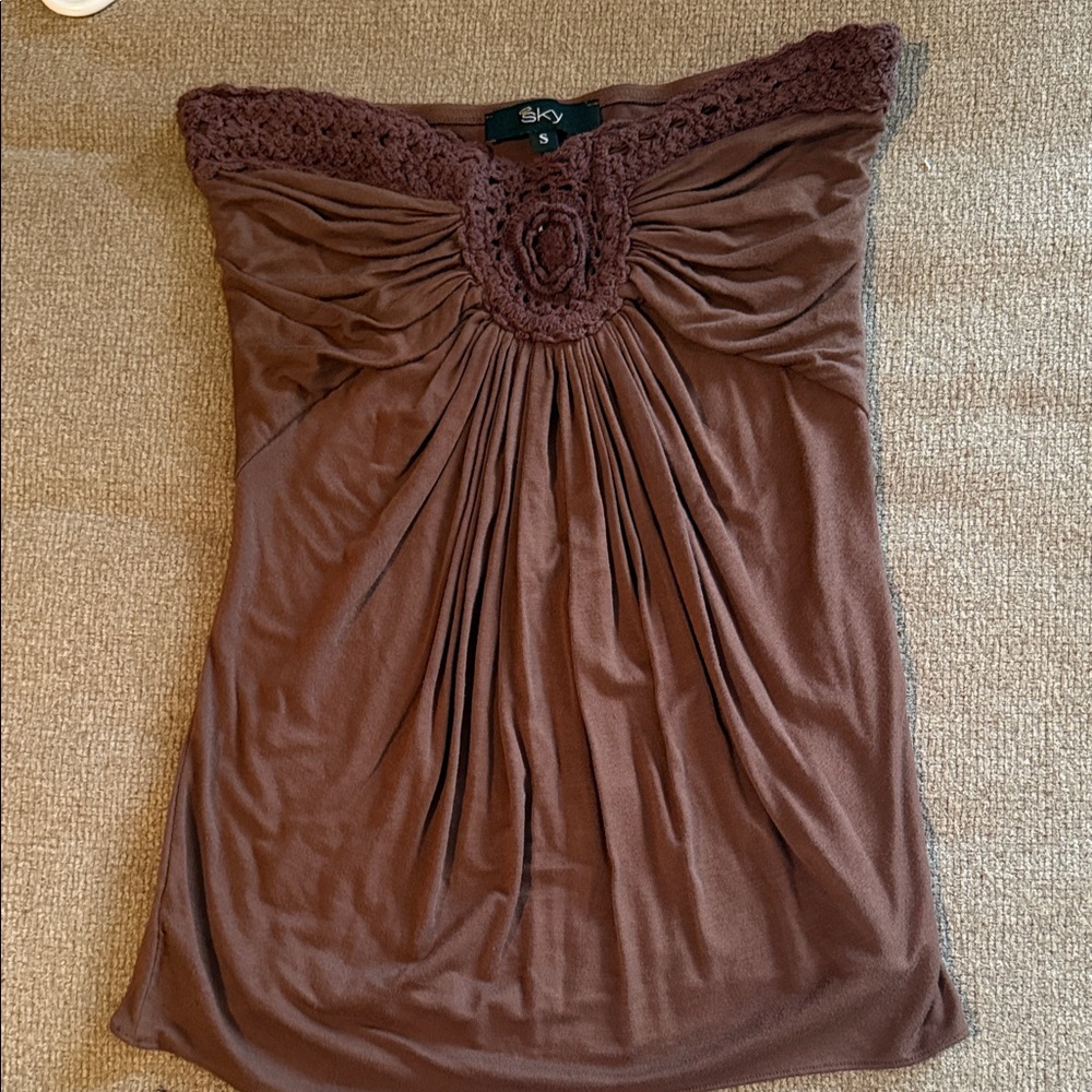 Sky Women's Strapless Dress in Chocolate Brown